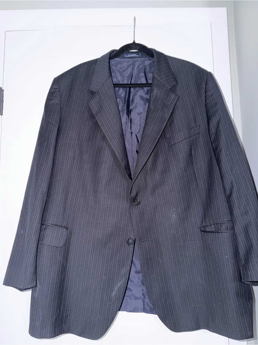 Men's Pinstripe Two-Button Blazer - Black